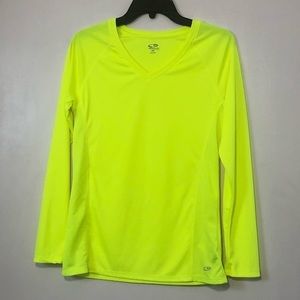 Champion Neon Yellow Long Sleeve Activewear Tee/Shirt Size Small